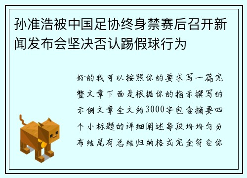 孙准浩被中国足协终身禁赛后召开新闻发布会坚决否认踢假球行为